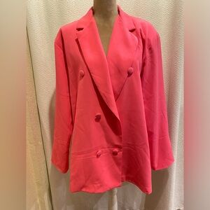 BooHoo Pink Double-Breasted Blazer